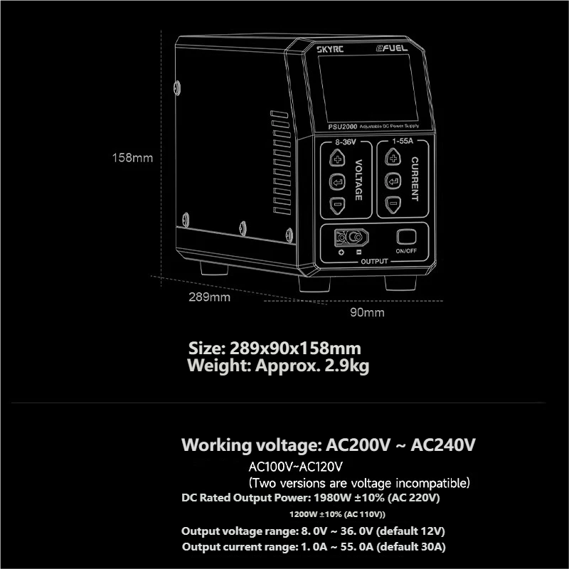 SKYRC PSU2000 1980W Adjustable - đánh giá và giá Drone Battery Charger